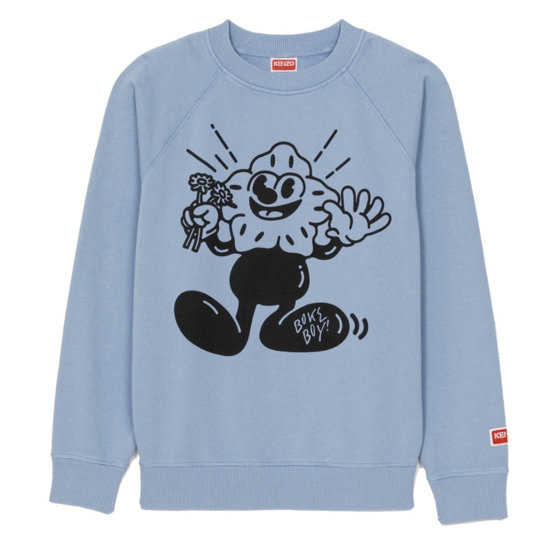 Kenzo Boke Boy Flower Graphic Light Blue Sweatshirt S