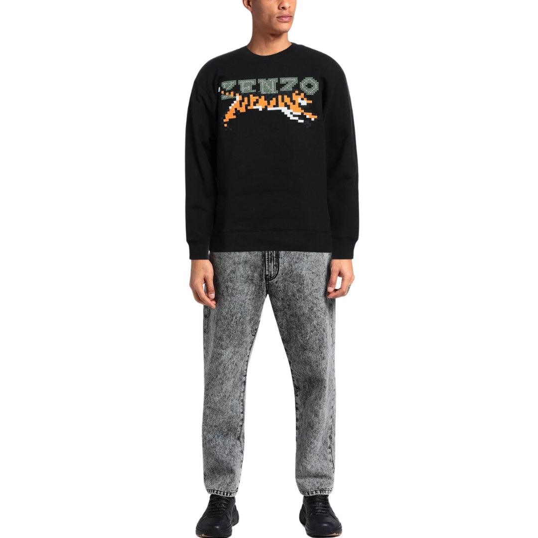 Kenzo Paris Digital Tiger Design Black Sweatshirt S