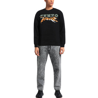 Kenzo Paris Digital Tiger Design Black Sweatshirt S