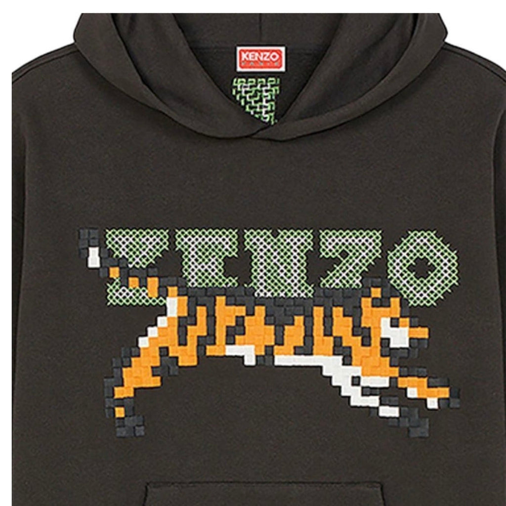 Kenzo Paris Digital Tiger Design Black Hoodie S