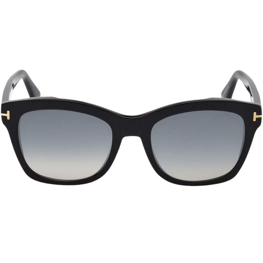 Tom Ford Lauren-02 Grey Mirrored Lens Shiny Black Sunglasses One Size