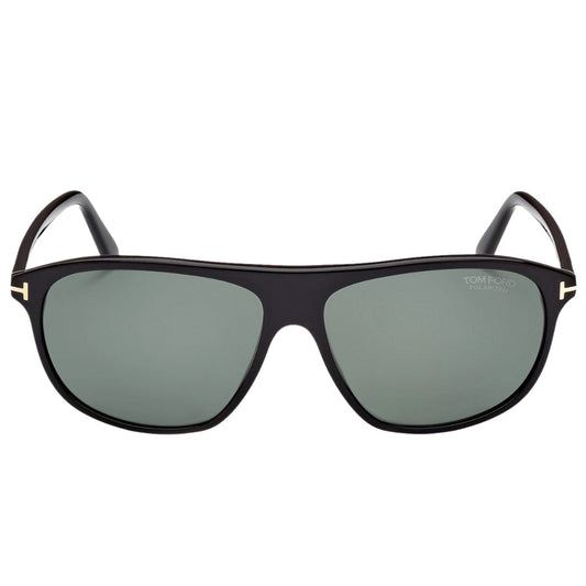 Tom Ford Prescott Green Polarized Lens Shiny Black Sunglasses One Size