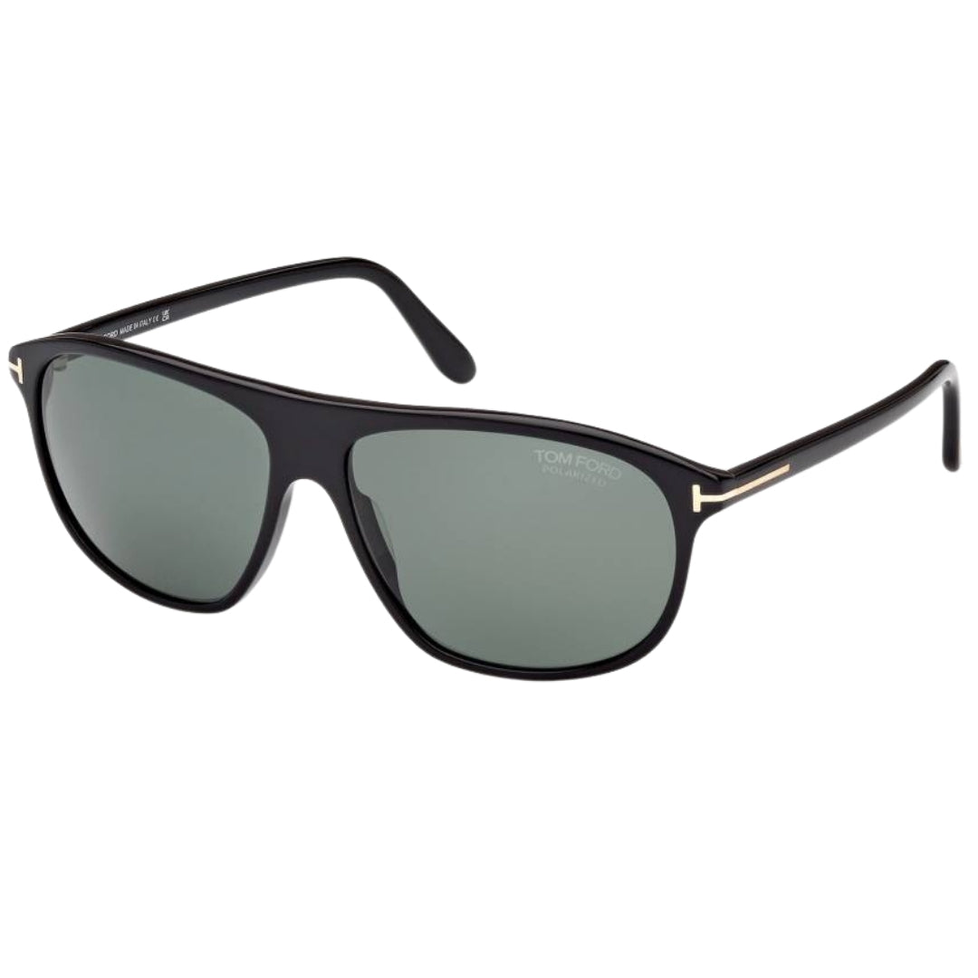 Tom Ford Prescott Green Polarized Lens Shiny Black Sunglasses One Size