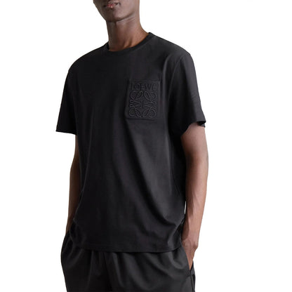 Loewe Tonal Logo Relaxed Fit Black Pocket T-Shirt