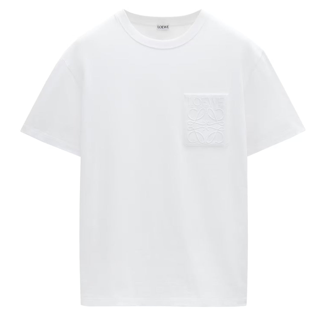 Loewe Tonal Logo Relaxed Fit White Pocket T-Shirt