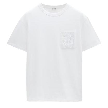 Loewe Tonal Logo Relaxed Fit White Pocket T-Shirt