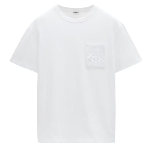 Loewe Tonal Logo Relaxed Fit White Pocket T-Shirt