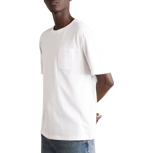 Loewe Tonal Logo Relaxed Fit White Pocket T-Shirt