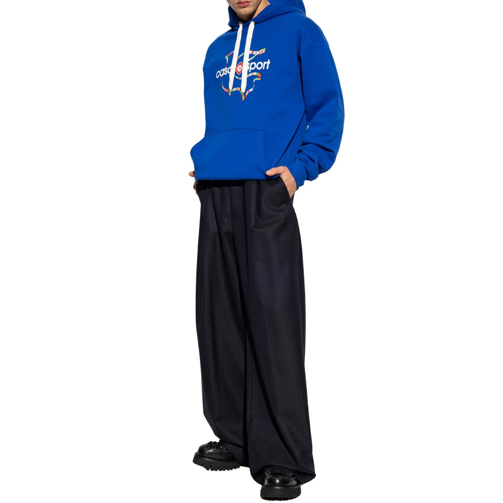 Casablanca Drapeau De Collombes Printed Blue Hoodie