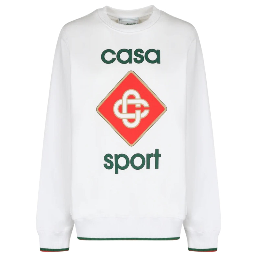 Casablanca Screen Printed Sweatshirt Casa Sport Logo White Ms23 Jtp 117 01 117 White Sweatshirts Mens