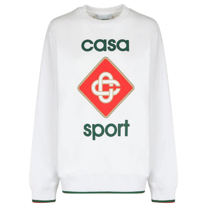 Casablanca Screen Printed Sweatshirt Casa Sport Logo White Ms23 Jtp 117 01 117 White Sweatshirts Mens