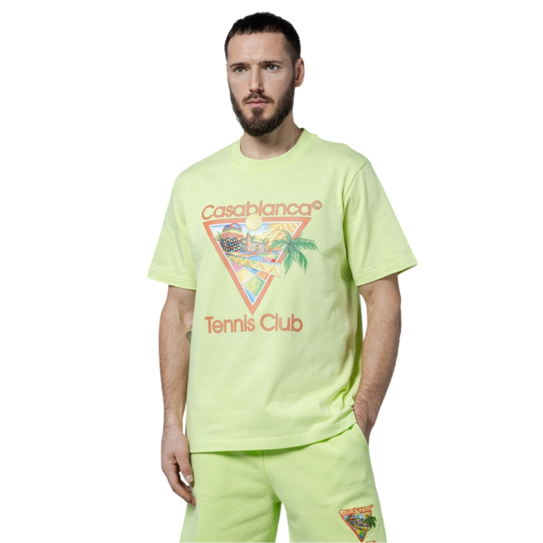 Casablanca Printed T-Shirt Afro Cubism Tennis Club Pale Green