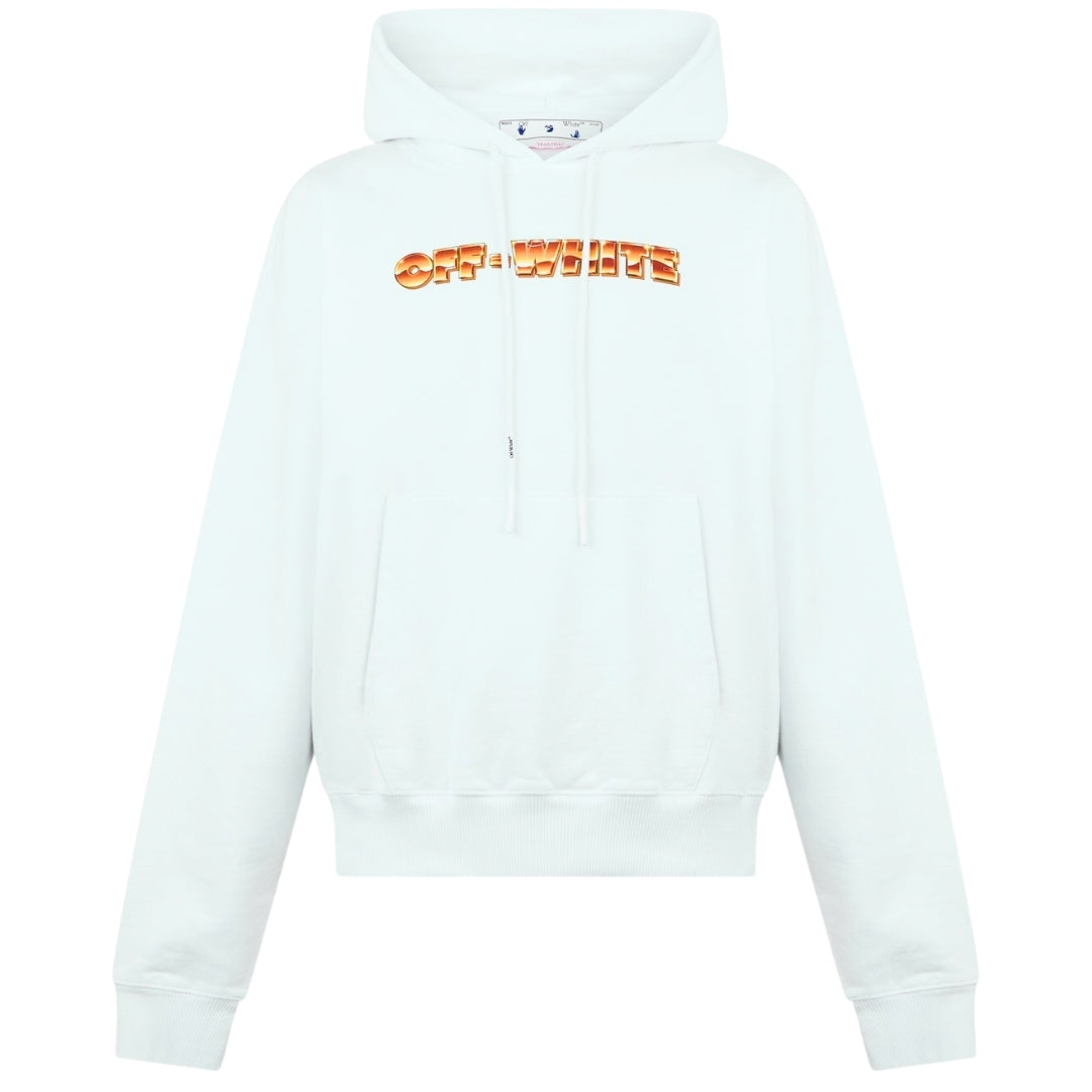 Off-White Orange Metal Arrow Logo Skate White Hoodie XS