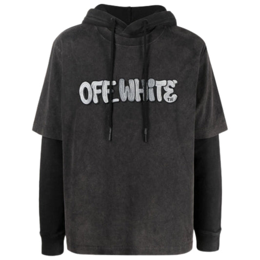 Off-White GM Vintage Double Sleeve Grey Hoodie S