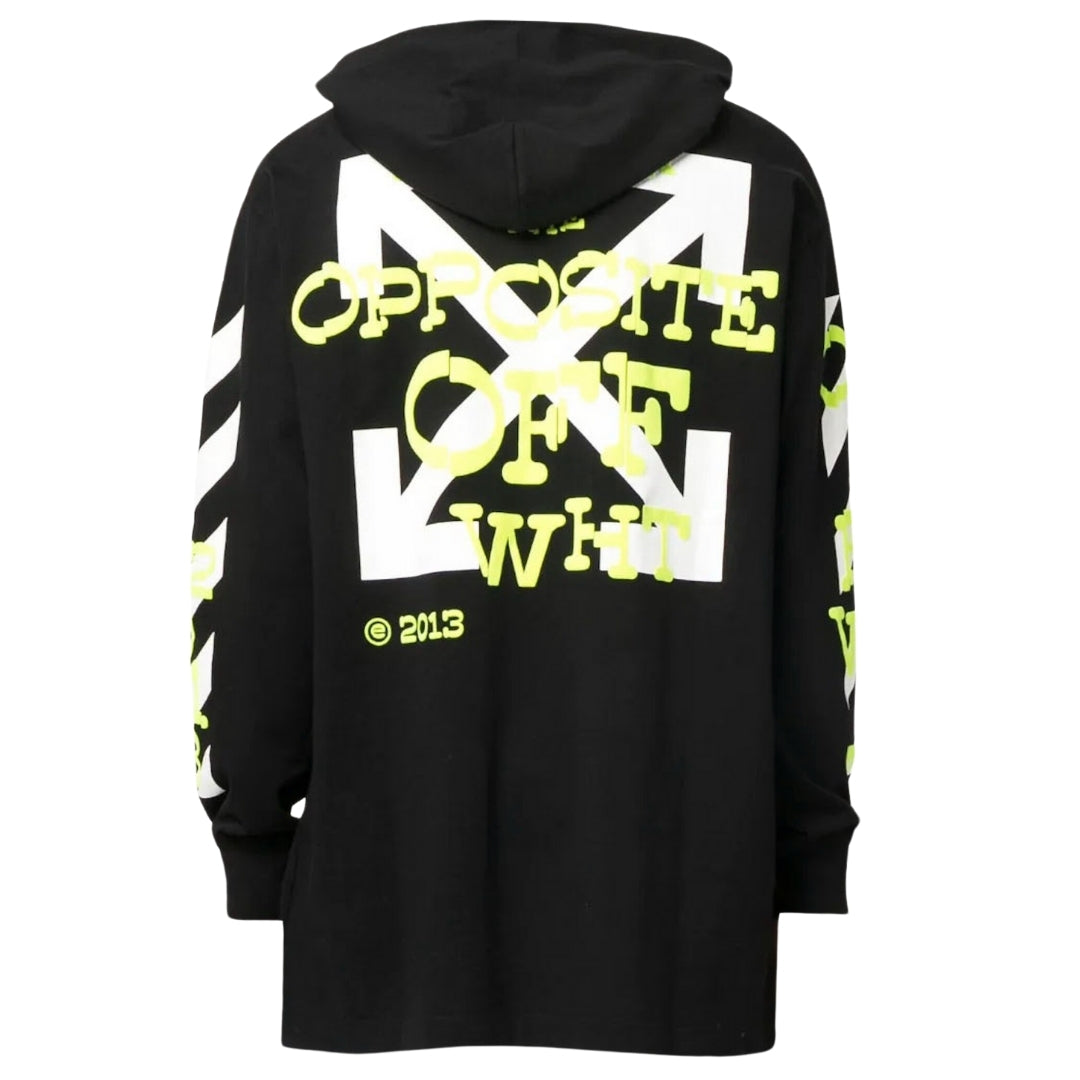 Off-White Oversized Fit Opposite Arrow Logo Black Hoodie XXL