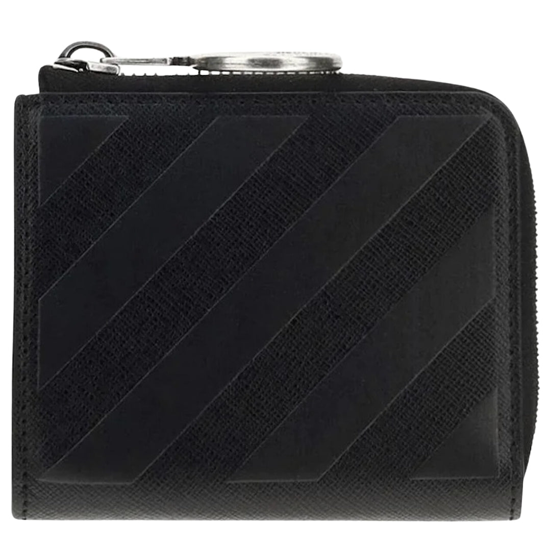 Off White Binder Diag Safe Zip Black Wallet