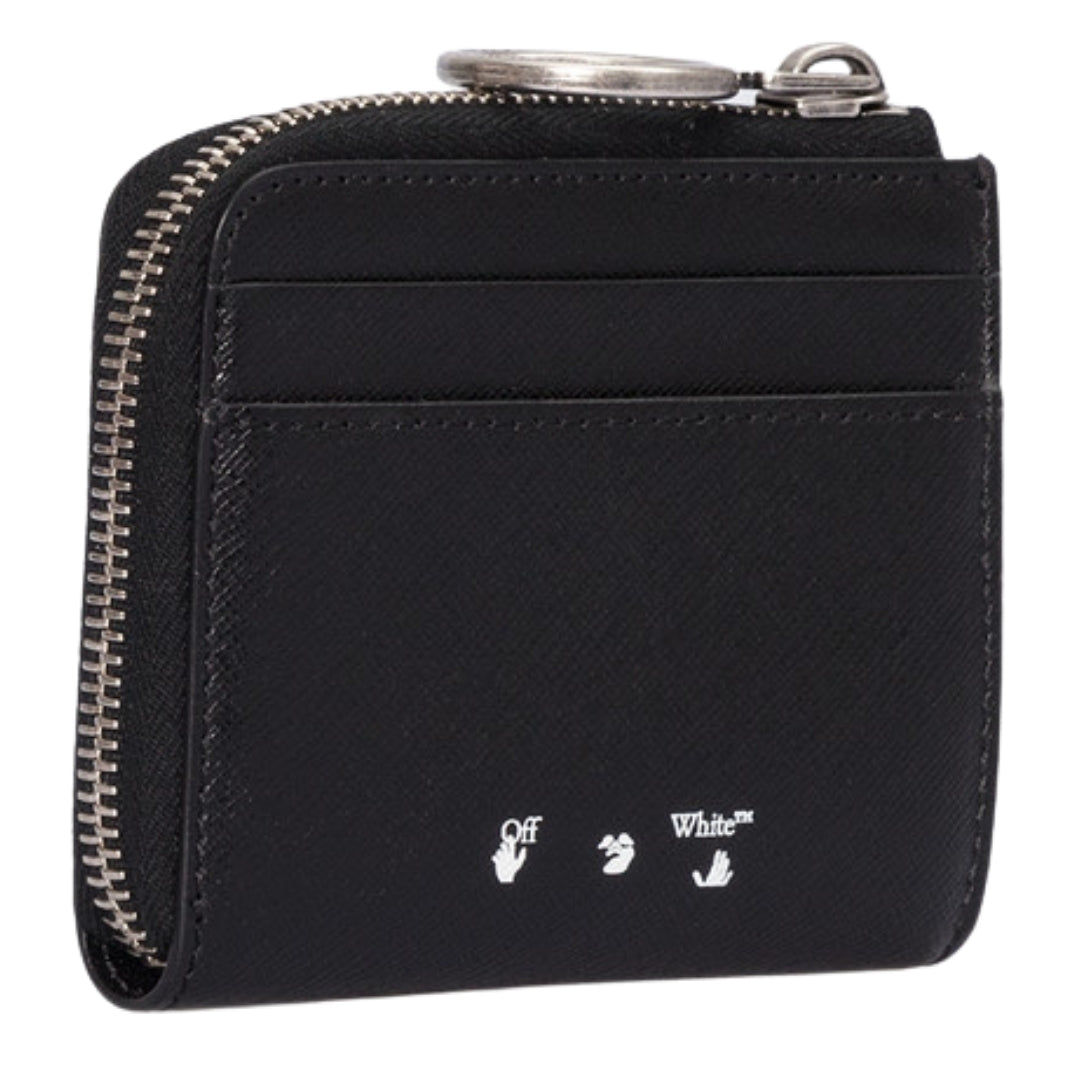 Off White Binder Diag Safe Zip Black Wallet