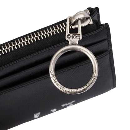 Off White Binder Diag Safe Zip Black Wallet