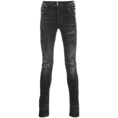 Amiri Leather Camo Mx1 Aged Black Jeans - Style Centre Wholesale