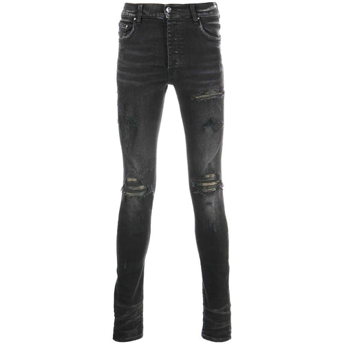 Amiri Leather Camo Mx1 Aged Black Jeans - Style Centre Wholesale
