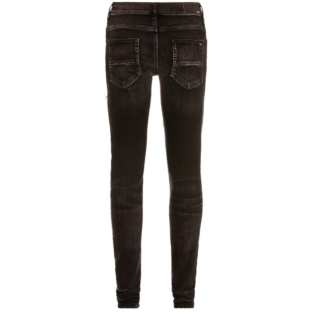 Amiri Leather Camo Mx1 Aged Black Jeans - Style Centre Wholesale