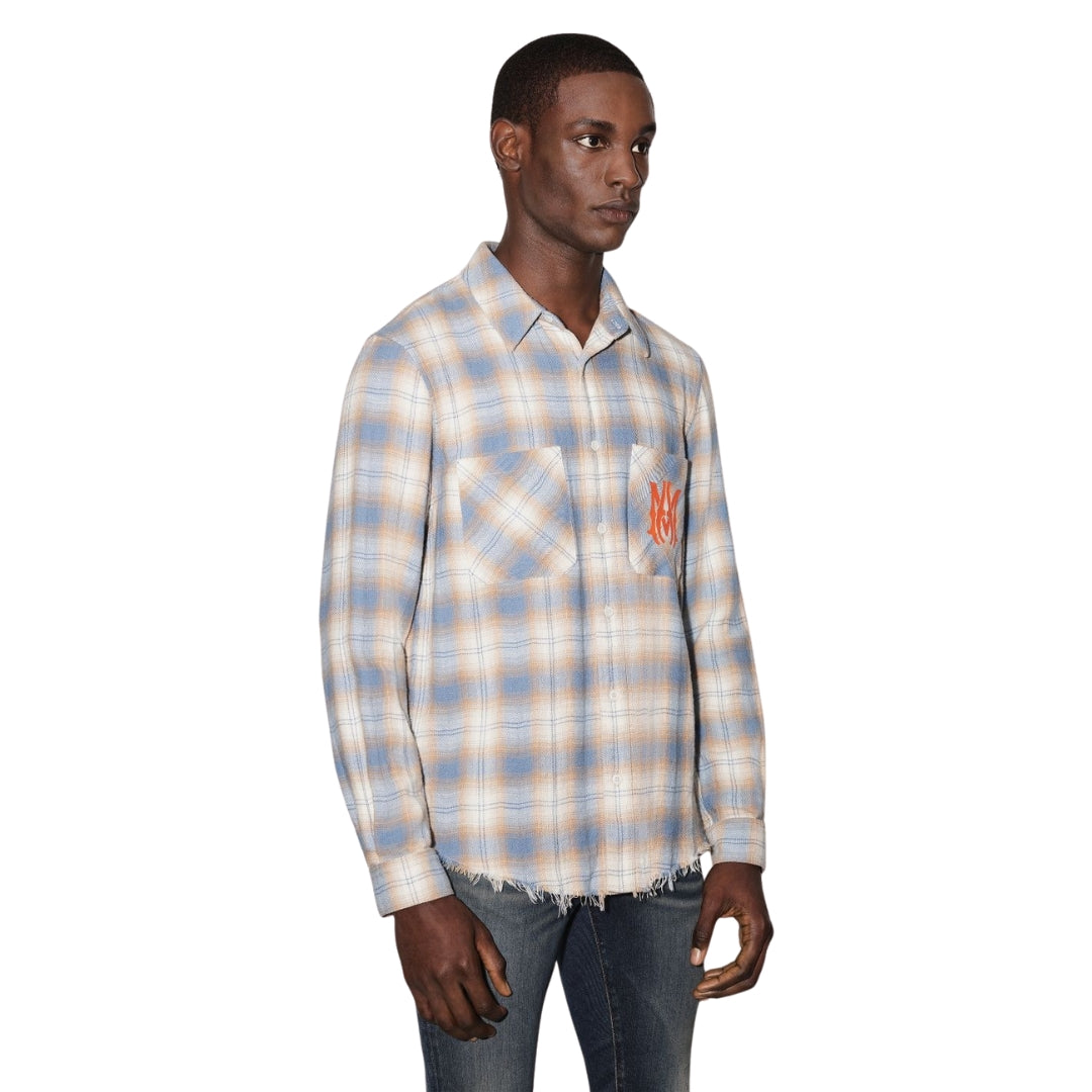 Amiri MA Vintage Stencil Plaid Blue shirt