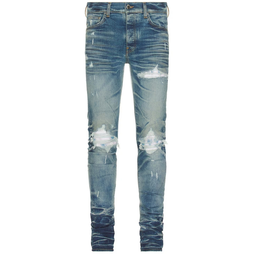 Amiri Mx1 Bleached Ma Honery Comb Indigo Blue Jeans Pf23Mds008 515 - Style Centre Wholesale