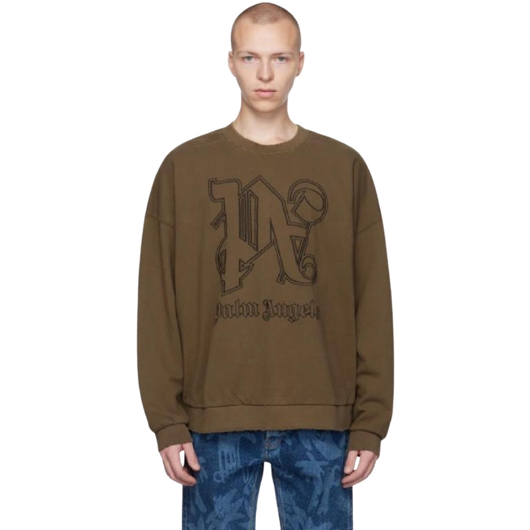 Palm Angels Pa Monogram Statement Crew Brown S