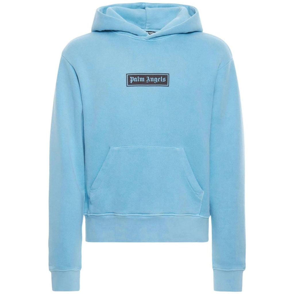 Palm Angels Garment Dyed Box Logo Light Blue Hoodie - Style Centre Wholesale