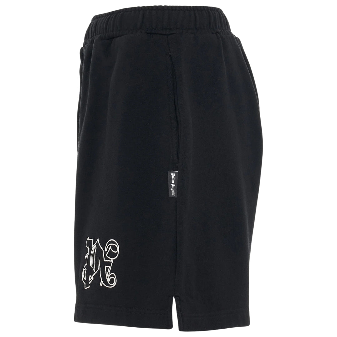 Palm Angels Monogram Statement Black Sweat Shorts S