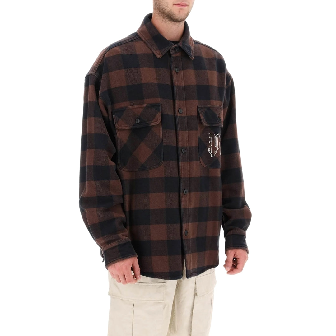 Palm Angels Pa Monogram Check Overshirt Brown IT48