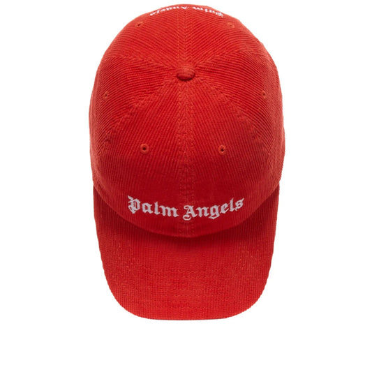 Palm Angels Logo Corduroy Red Cap