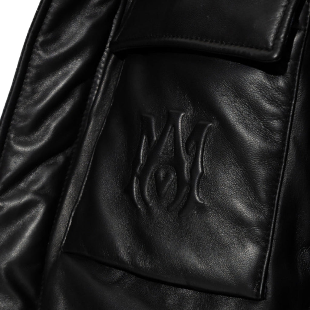 Amiri Plain Leather Down Jacket S