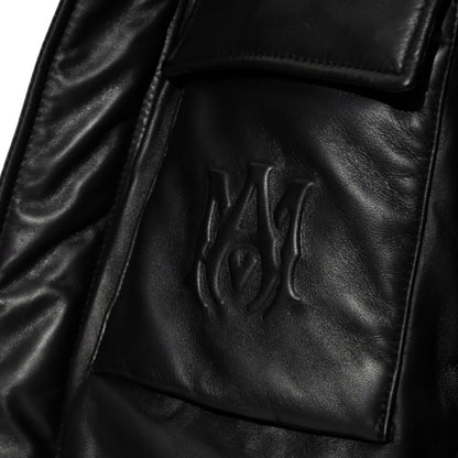 Amiri Plain Leather Down Jacket S