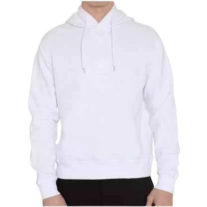 DSQUARED2 Monotone Maple Leaf Logo White Hoodie S