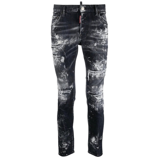 DSQUARED2 Skater Jean Destroyed Paint Effect Black Jeans W28