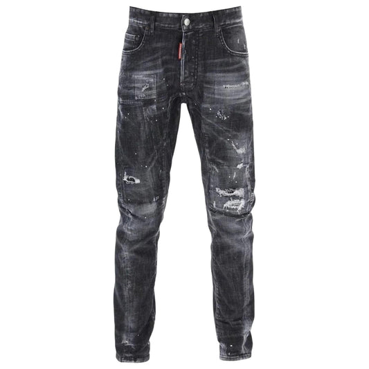 DSQUARED2 Tidy Biker Jean Worn Faded Style Black Jeams W28