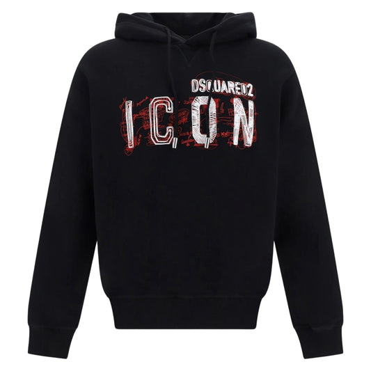 DSQUARED2 Icon Scribble Logo Cool Fit Black Hoodie M