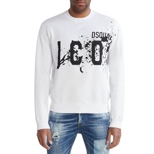 DSQUARED2 Icon Splash Cool Fit Crew Neck White Sweatshirt M