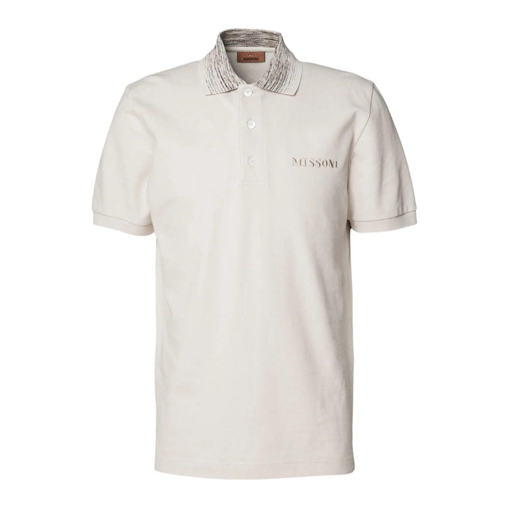 Missoni Short Sleeve Polo Off White With Orange Tones Space Dyed XL