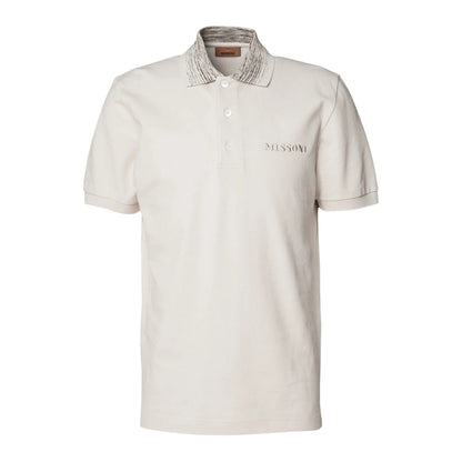 Missoni Short Sleeve Polo Off White With Orange Tones Space Dyed XL