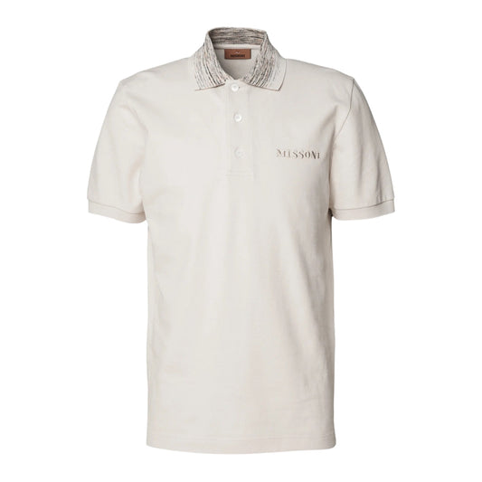 Missoni Short Sleeve Polo Off White With Orange Tones Space Dyed XL