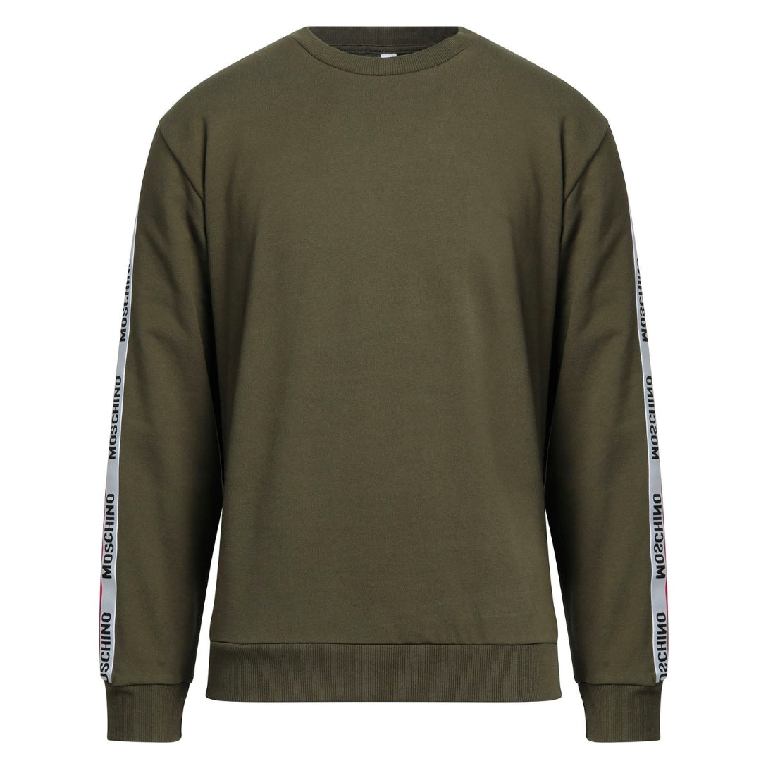 Moschino Underwear Logo Taped Shoulder Khaki Green Sweatshirt