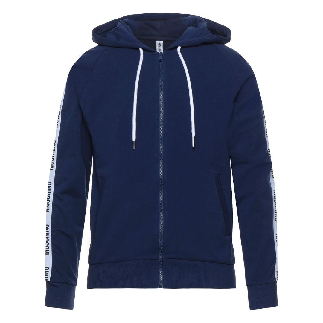 Moschino Tape Logo Navy Blue Zip Hoodie