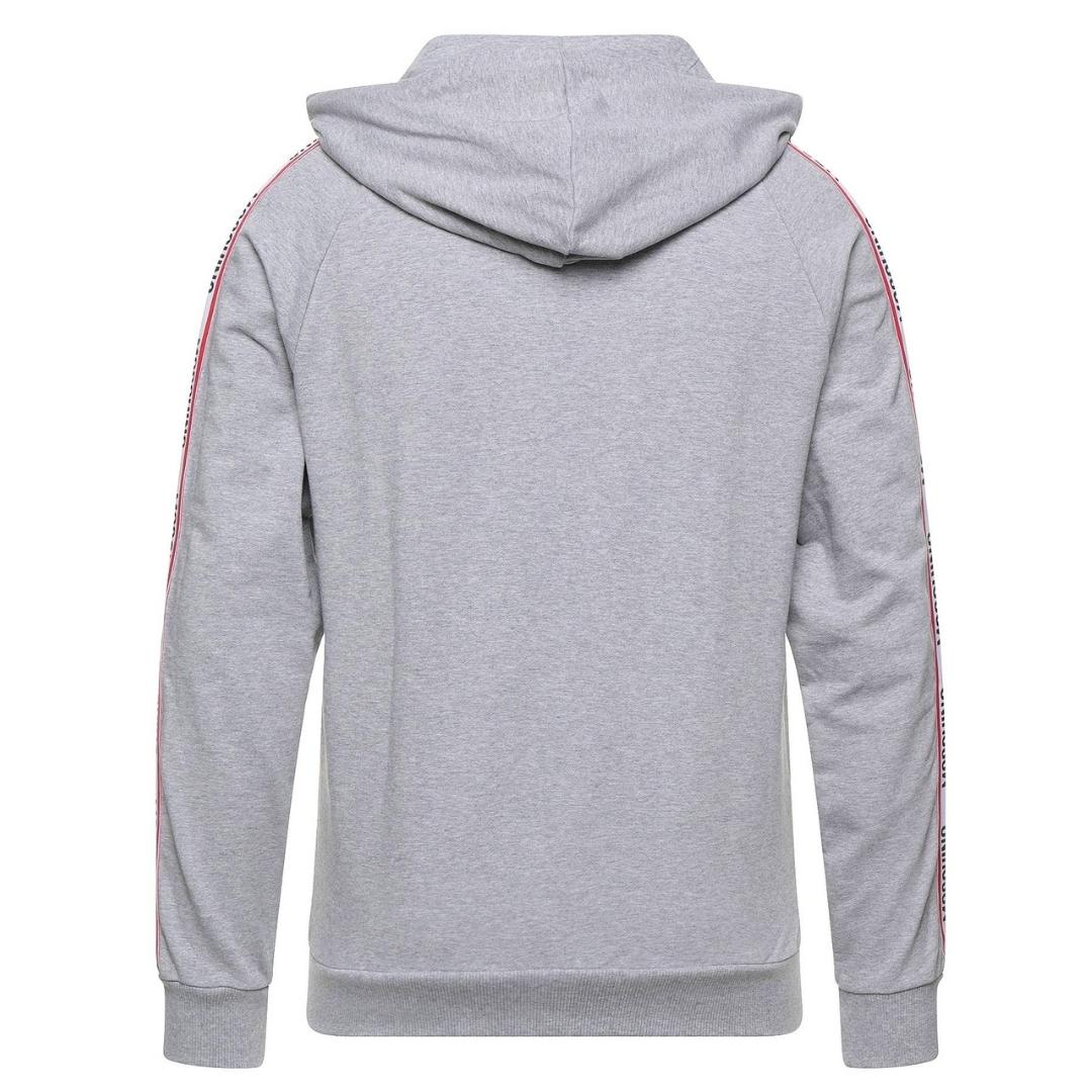 Moschino Brand Tape Logo Grey Zip Hoodie