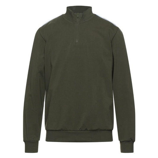 Moschino Quarter Zip Tape Logo Green Sweater