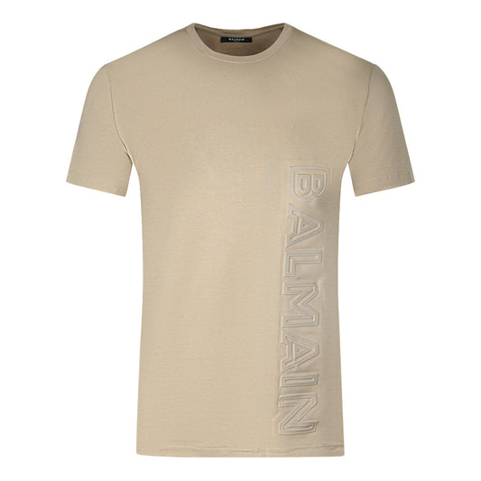 Balmain Branded Embossed Logo Sand T-Shirt