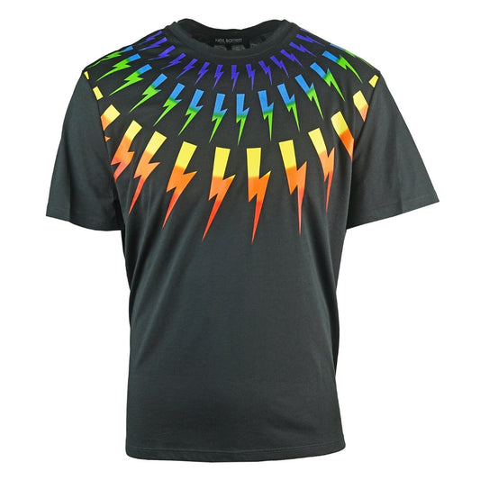 Neil Barrett Multicolour Lightning Bolt Black Oversize Te