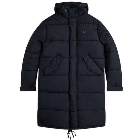 Fred Perry Hooded Quilted Parka Black Jacket