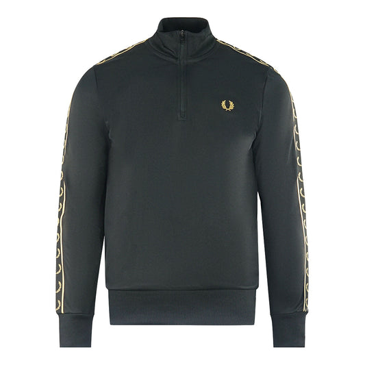 Fred Perry Taped Sleeved Half-Zip Black Gold Track Jacket